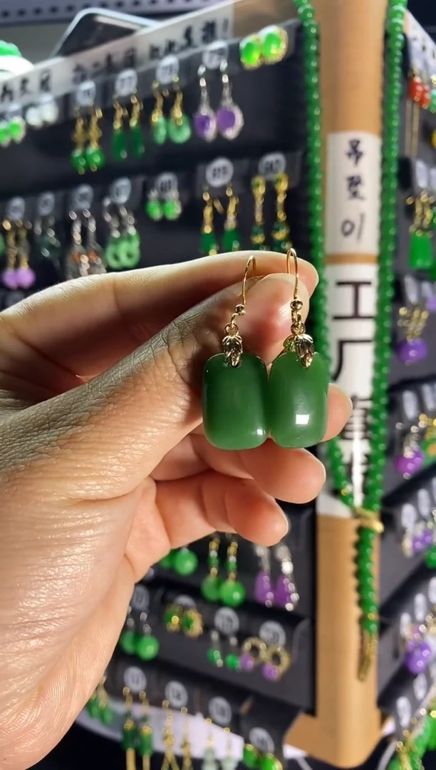 【闪购商品】和田玉耳饰银S925镶嵌012