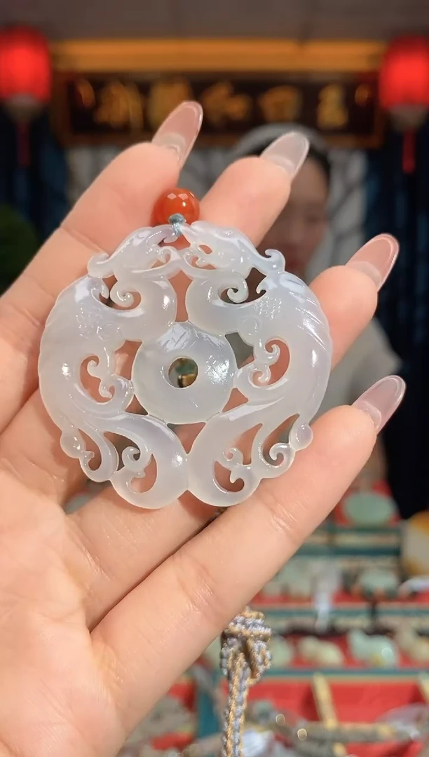 和田玉未镶嵌挂件龙凤