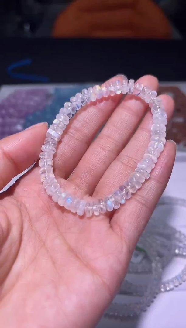 未镶嵌手链长石J014-6mm马岛月光算盘珠单圈-多样性发其一