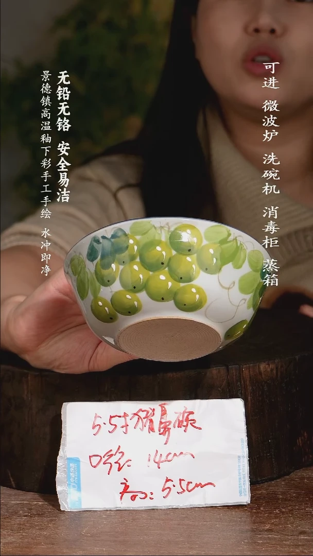 碗陶瓷景德镇高温瓷釉下彩手绘陶瓷