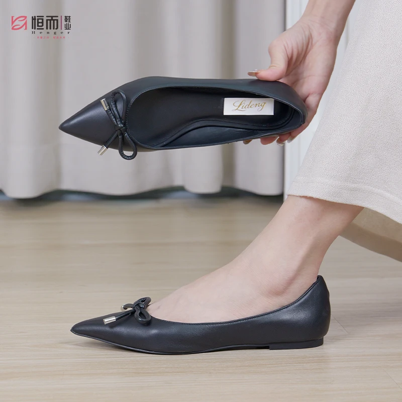 【35-40码】（黑色，裸色）尖头极简风低跟增高单鞋系带轻职风ins风