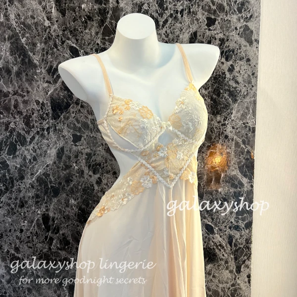 猫什么喵pro·刺绣花花*纯欲风透气款*吊带可调节居家服连衣裙