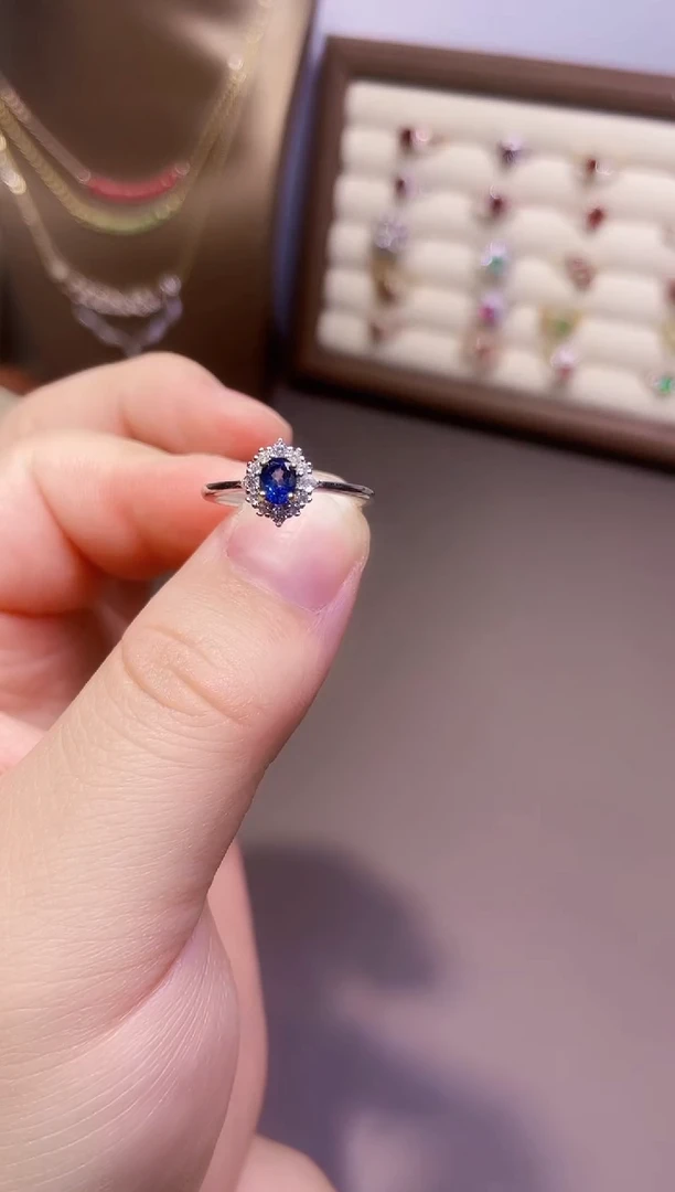 【闪购商品】蓝宝石戒指银S925镶嵌一枚