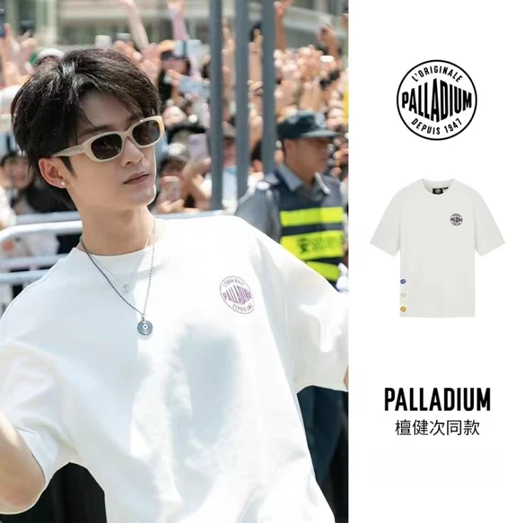 【檀健次同款】帕拉丁夏季宽松时尚潮流鸢尾花休闲短袖T恤1010668