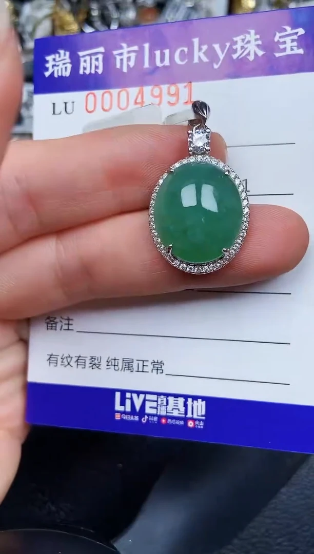 翡翠银S925镶嵌颈饰4991
