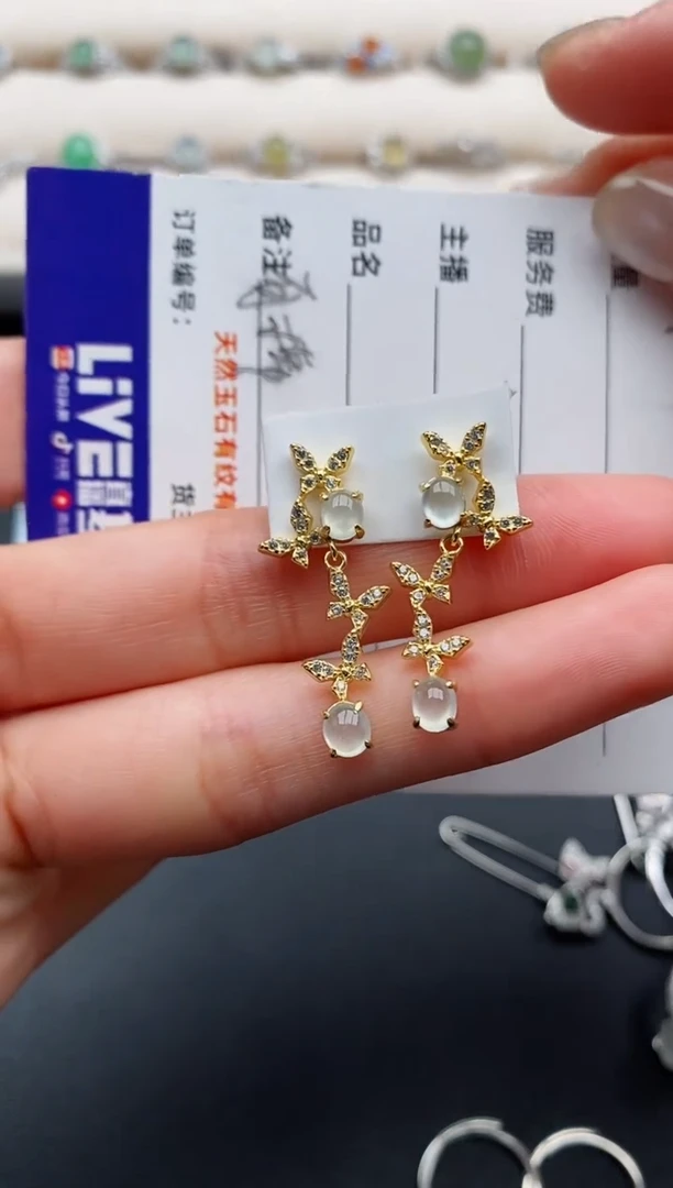 银S925镶嵌戒指翡翠缅甸天然A货翡翠11  8-9