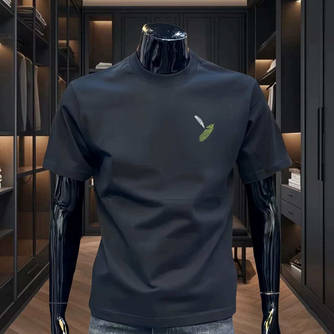 轻奢时尚重磅纯棉短袖t恤男高街潮流痞帅男装宽松圆领半袖体恤衫