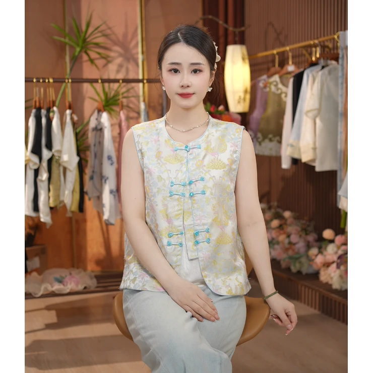 《花月瑶-马夹》新中式提花国风高级感休闲气质马夹