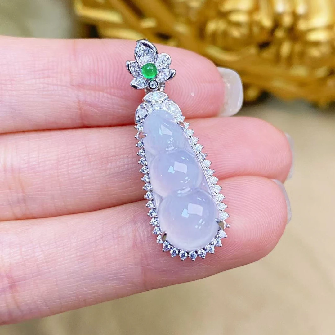 （DD-63-1）福豆吊坠-s925银镶翡翠吊坠挂件多样性发其一