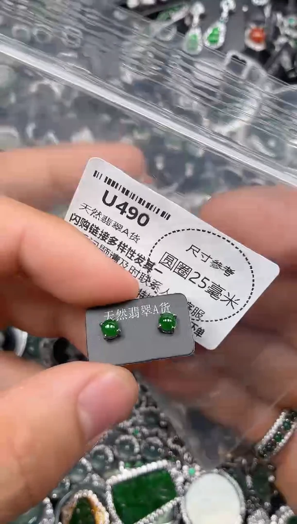 翡翠未镶嵌颈饰U490耳钉