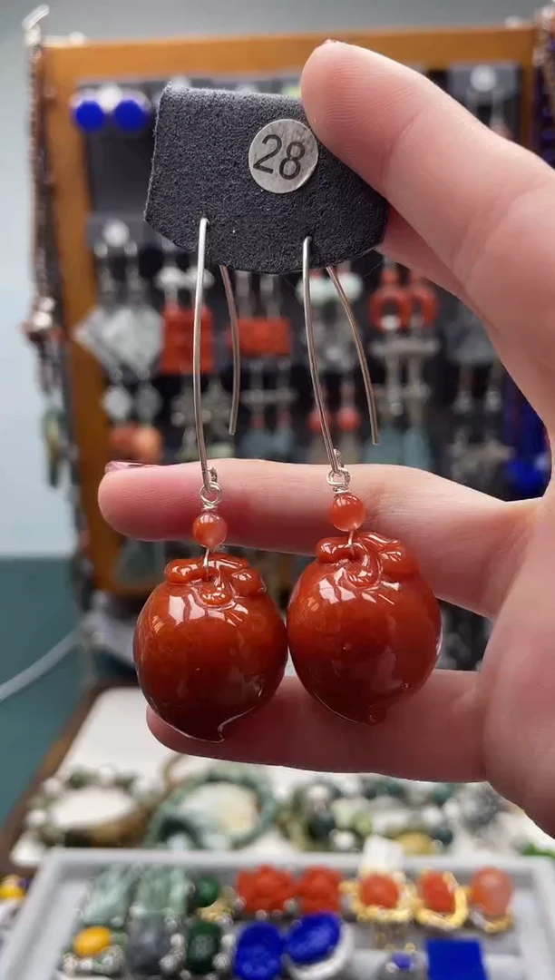 【闪购商品】翡翠耳饰银S925镶嵌饰品