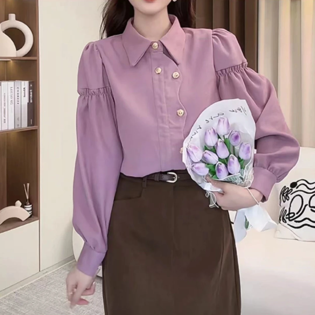 W2220新款春季韩版设计感气质衬衫女减龄百搭显瘦长袖上衣