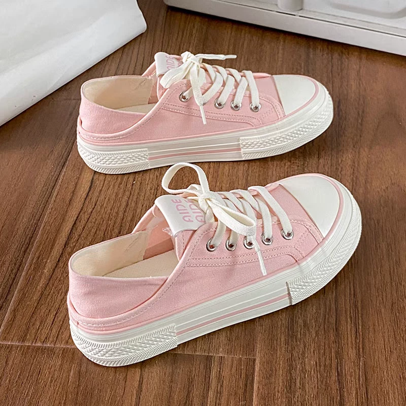 TP360粉色新款两穿帆布鞋女学生韩版百搭休闲时尚软底平底单鞋