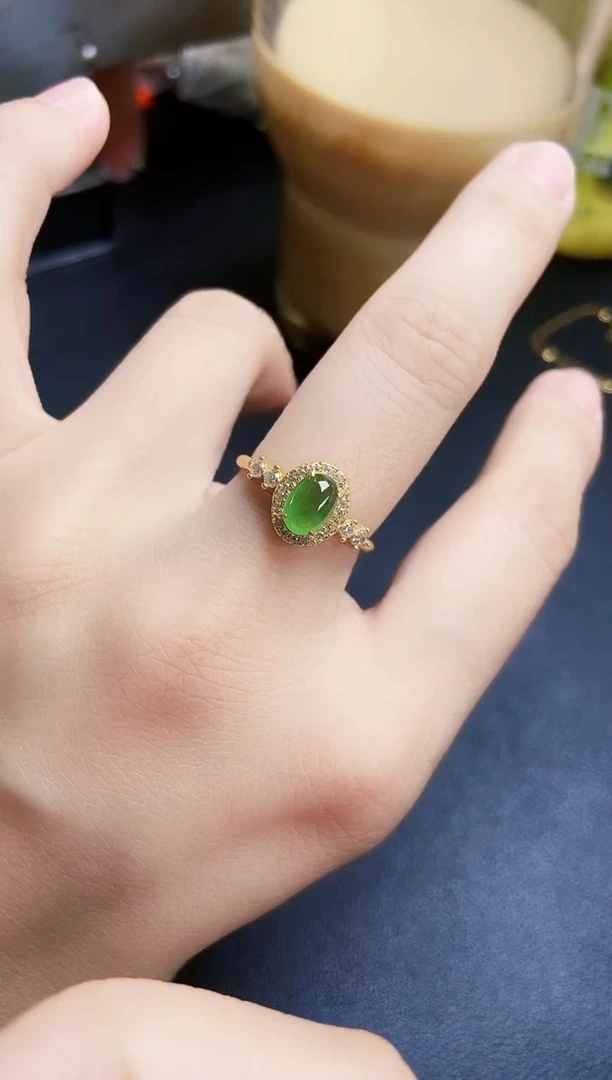 翡翠戒指银S925镶嵌12341