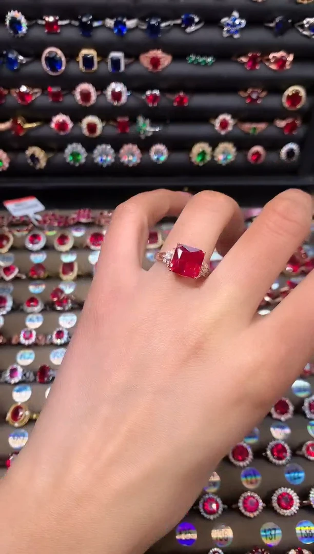 【闪购商品】红宝石戒指银S925镶嵌10玫瑰金