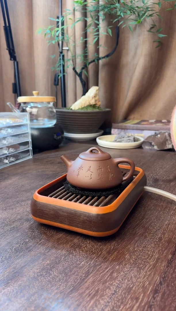 茶壶紫砂曼生石瓢-半手工制-黄龙山紫泥-40目-容量：230CC
