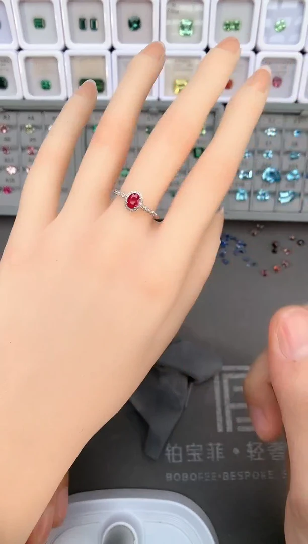 【闪购商品】定制红宝石戒指18K金镶嵌0.51ct