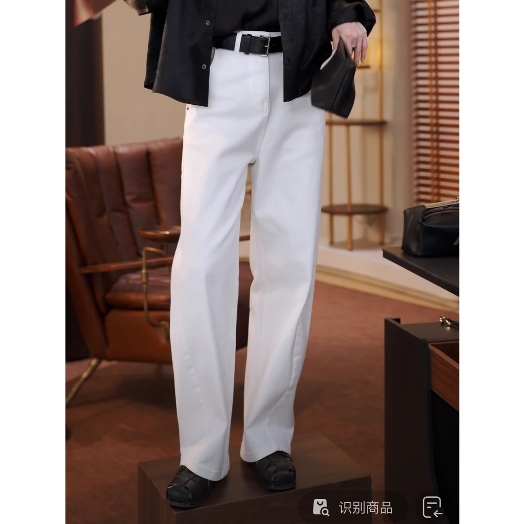 MORELAN2025春夏简约高级阔腿直筒百搭牛仔裤ML-5776