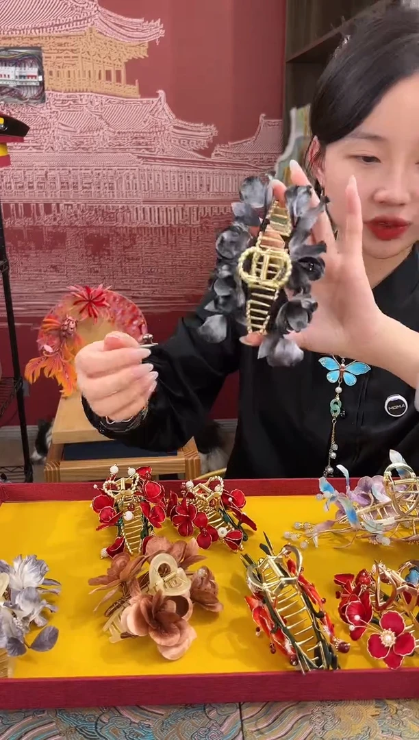 【闪购商品】刺绣非遗绒花缠花手工（抓夹 ）