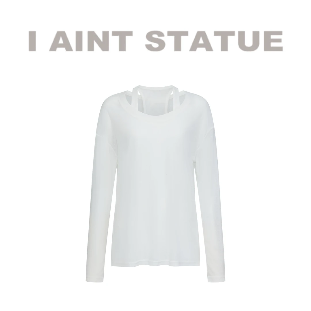 I AINT STATUE松弛感慵懒风薄款长袖T恤罩衫无袖背心套装