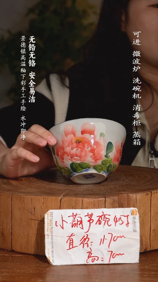 碗陶瓷景德镇高温瓷釉下彩手绘陶瓷