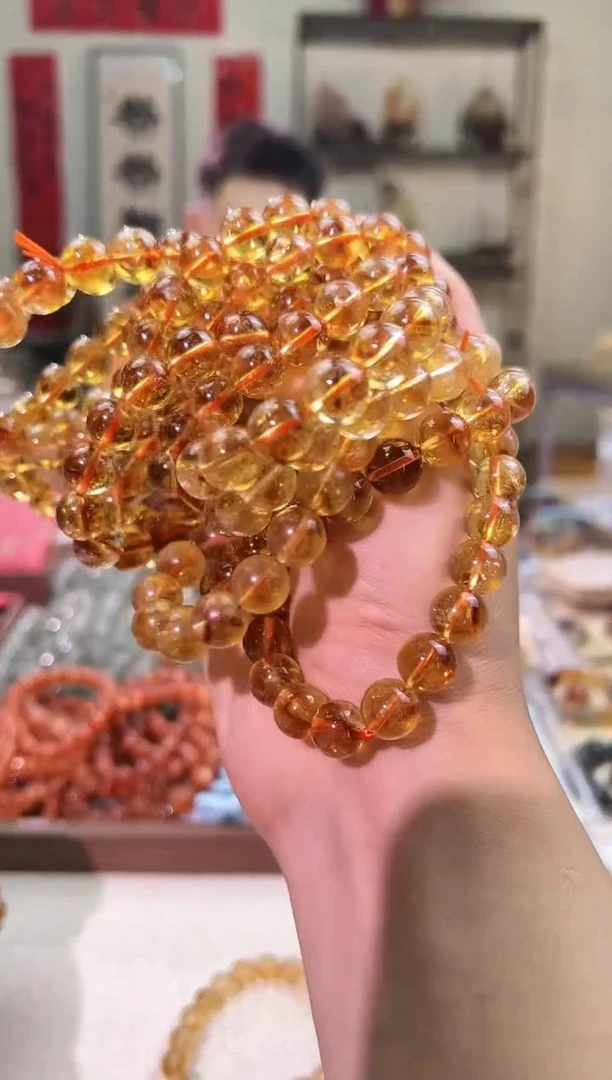 黄晶手链未镶嵌10mm+巴西金红暴力黄（多样性发一）