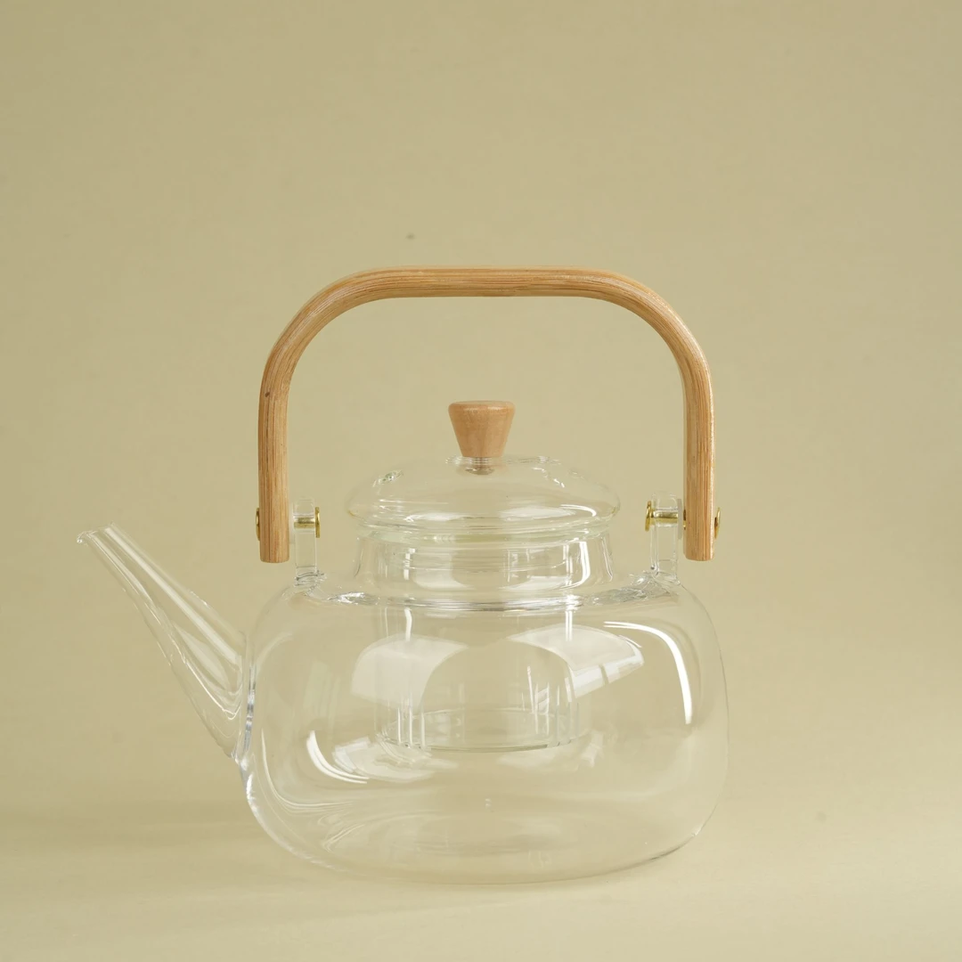 竹把玻璃提梁壶家用大容量煮水耐热蒸茶保温泡壶围炉煮茶必备茶具