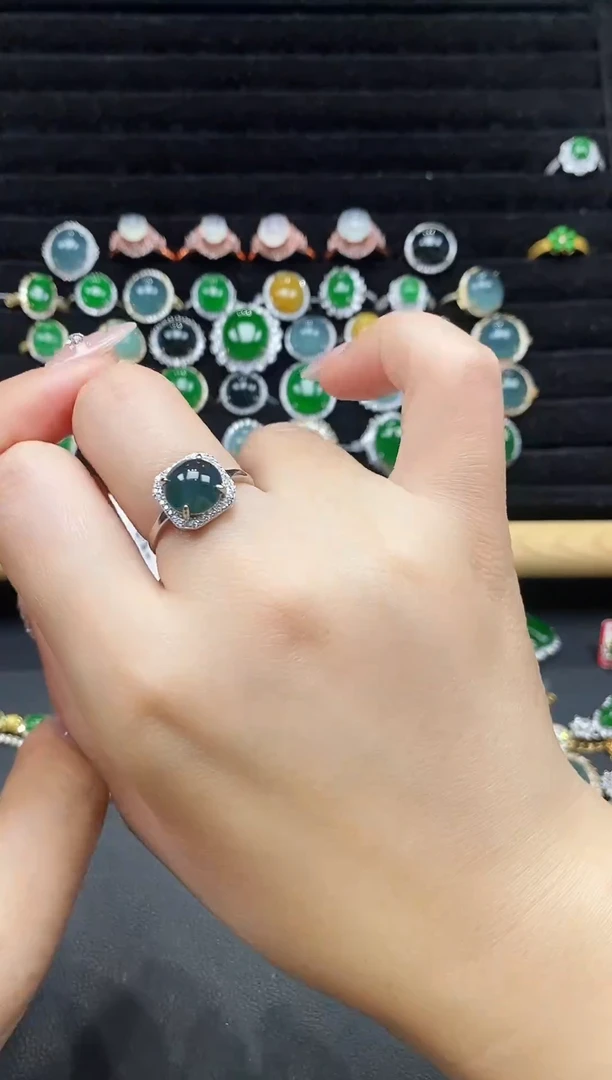 银S925镶嵌戒指翡翠111