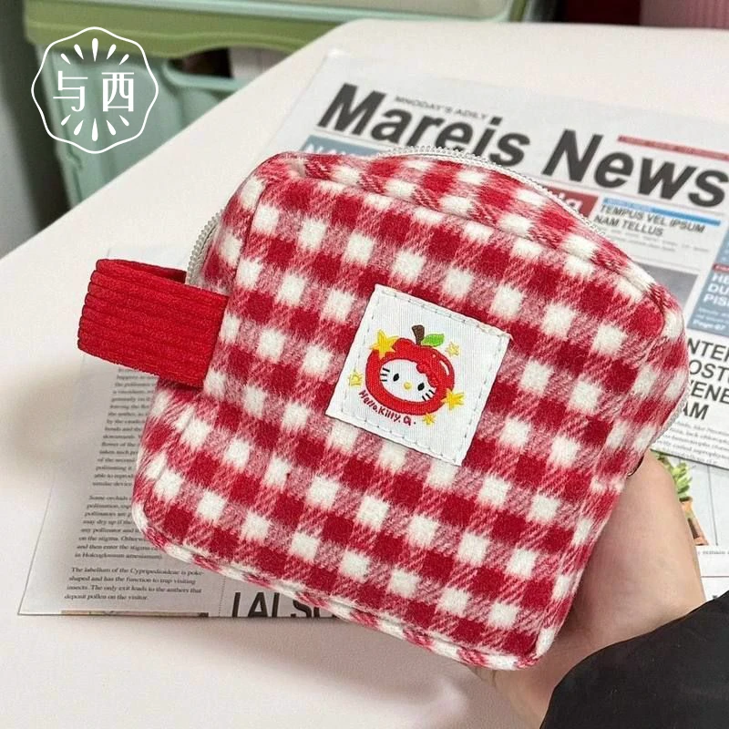 YUXI/与西可爱方块化妆包口红收纳包女生大容量便携格子化妆包