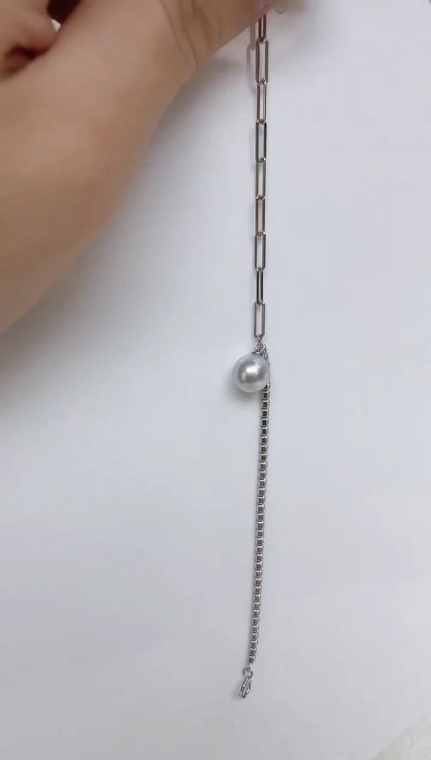 银S925镶嵌海水珍珠手链
