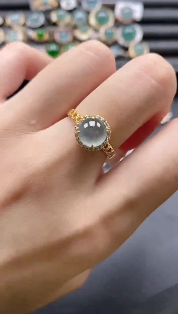 【闪购商品】翡翠戒指银S925镶嵌5151-15