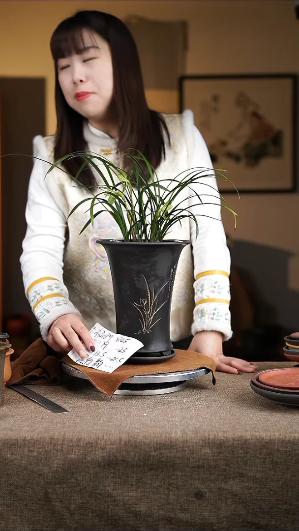 紫砂花盆紫砂花盆845+z黑竹韵
