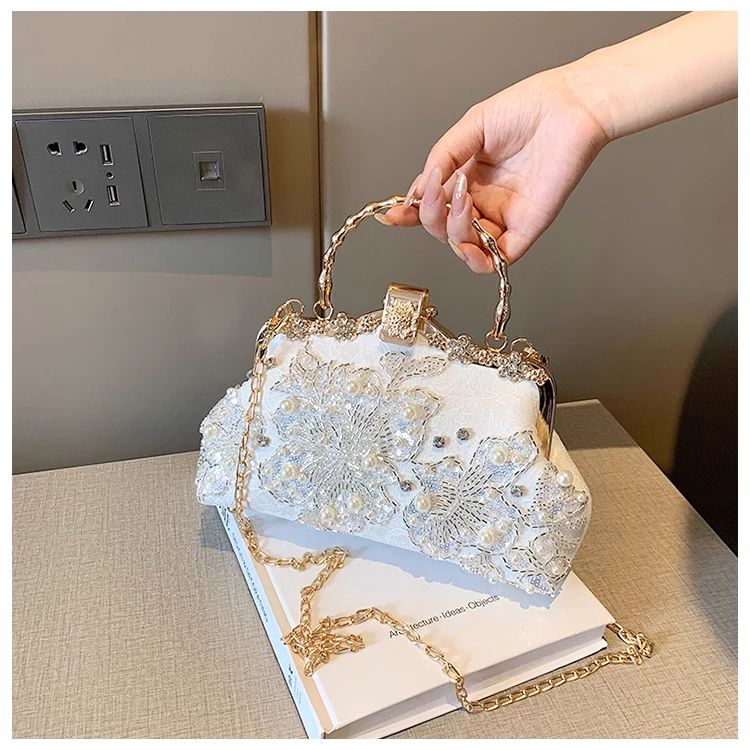 中式轻奢钉珠手提包礼服晚宴包气质优雅旗袍包百搭斜挎包 PB3B55