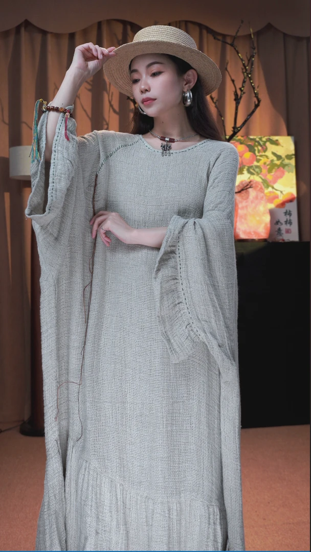 知否（梵音）亚麻长款连衣裙
