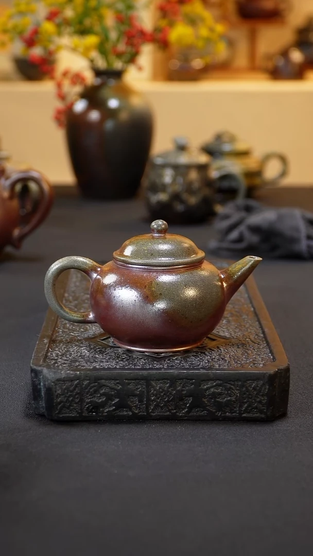 茶壶紫砂纯自然柴烧