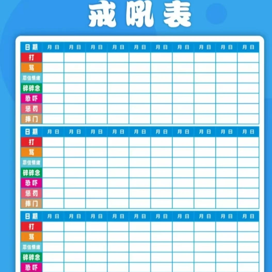 戒吼表培养家长良好性格