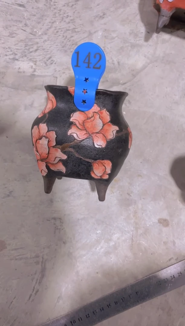 摆件煎*142陶花岛花盆罐—手工痕迹默认，大小会有1-2公分误差