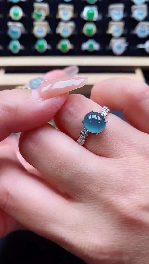 银S925镶嵌戒指翡翠1