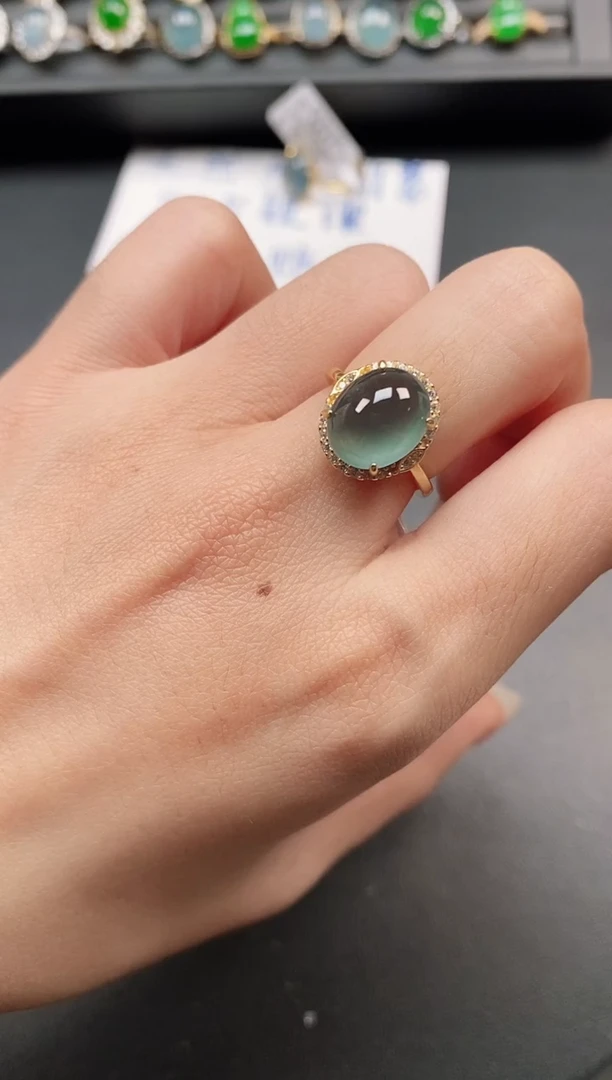 银S925镶嵌戒指翡翠11