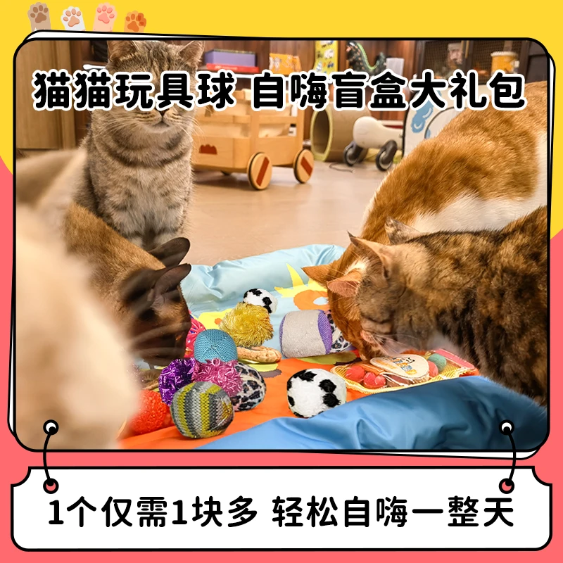 福利！猫咪玩具响纸球毛绒球自嗨神器可爱逗猫糖果盲盒礼包