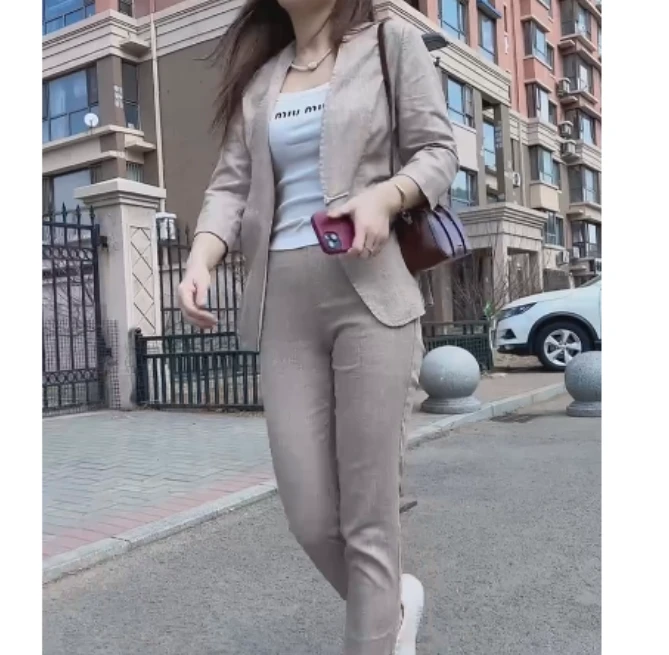 2025春季新款网红同款洋气气质韩版潮流外套裤子两件套珍H4