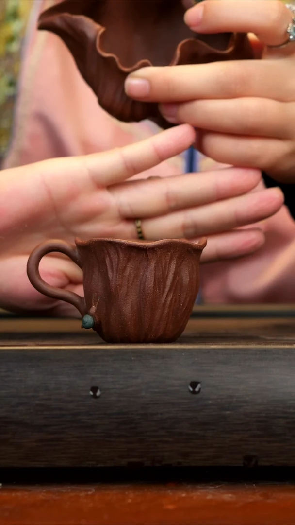 【闪购商品】紫砂茶壶紫泥荷叶把手杯