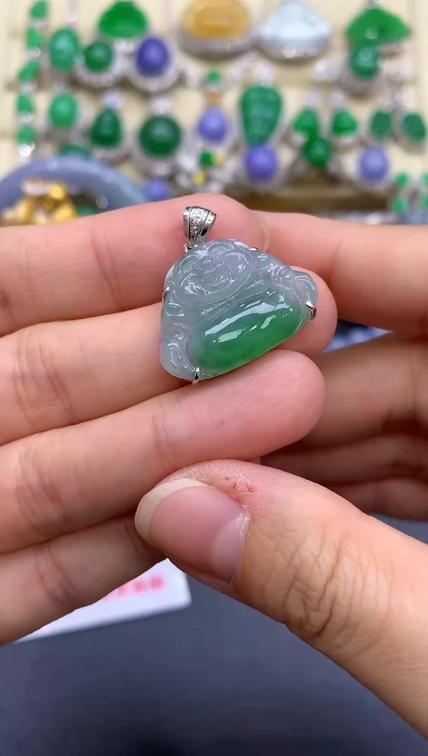 颈饰18K金镶嵌翡翠193-中国好珍宝