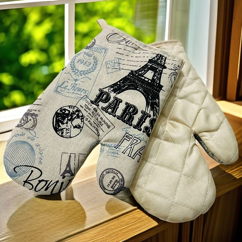 【新疆包邮】棉麻隔热手套 微波炉专用烘焙手套 耐高温 厨房专用