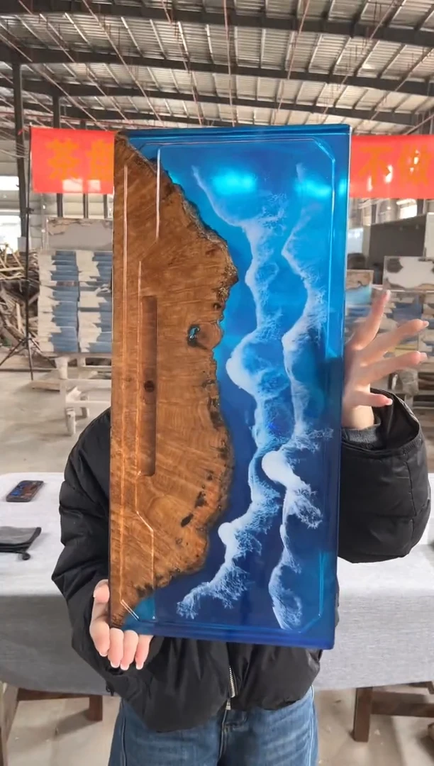 【闪购商品】55*25黄金樟树脂实木茶盘简约现代风