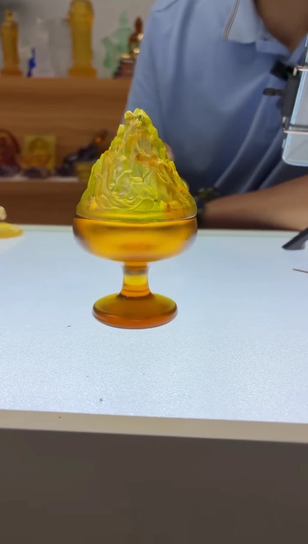 琉璃手工艺品博山炉绿盖子