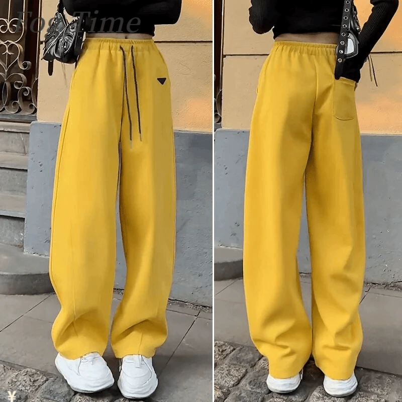 窄版阔腿裤女2025新款春秋季薄款香蕉运动裤垂感直筒休闲弯长裤顺