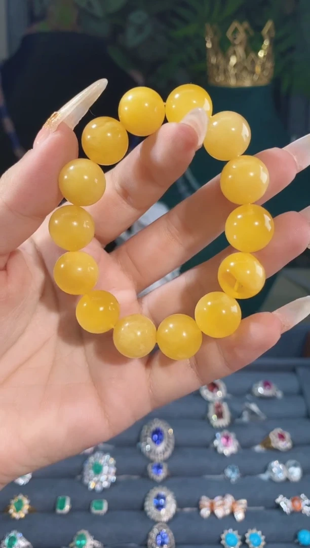手链蜜蜡未镶嵌天然蜜蜡手链12.6MM