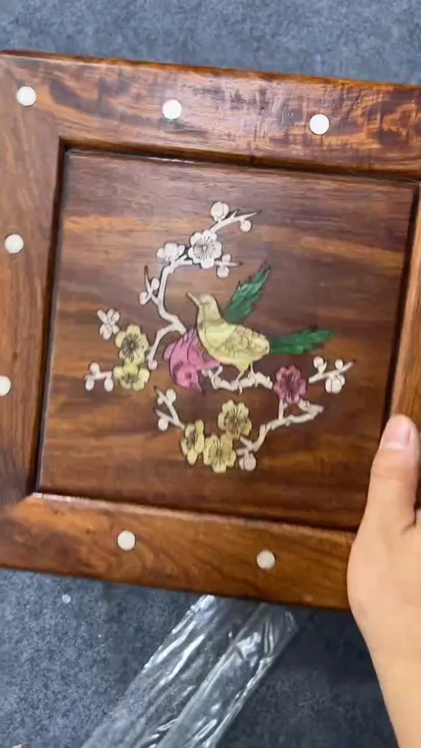 木木  花梨木螺钿镶嵌喜鹊登梅富贵凳