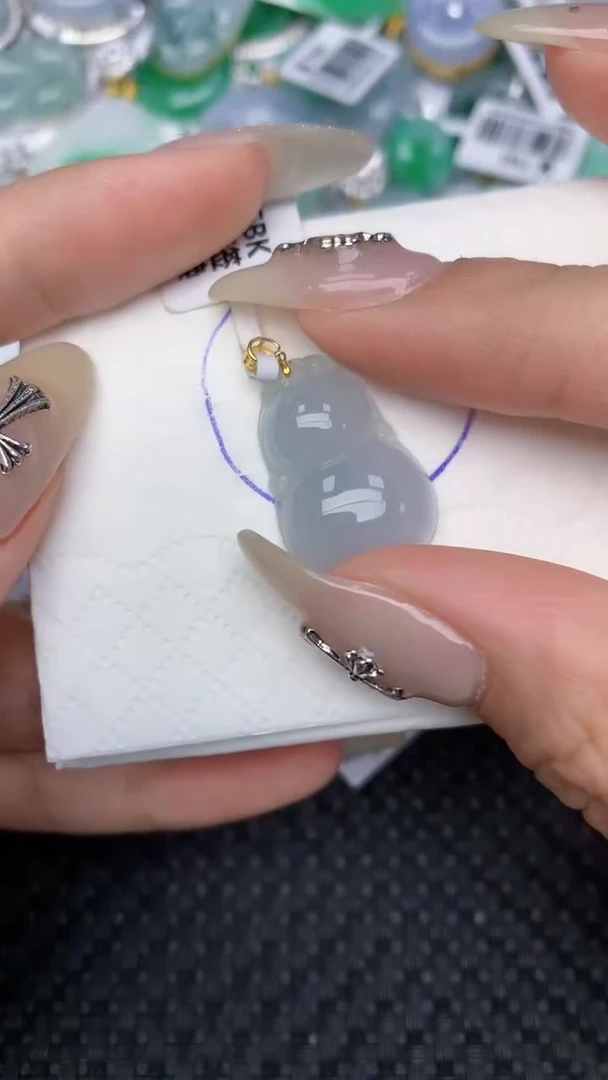 颈饰18K金镶嵌翡翠天然缅甸翡翠a货百元以上9元证书费自理